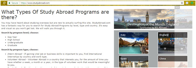 Content from Study Abroad home page