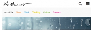 Leo Burnett home page and site navigation